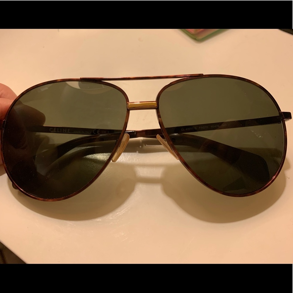 Celine Tortoise Framed Aviator Sunglasses